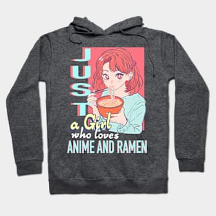 Just a girl who loves anime and ramen pink Hoodie